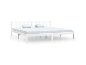vidaXL Bedframe Grenenhout Wit 200x200cm | 37% Korting
