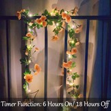 Fielegen 20 LED Rose Flower String Lights with Timer, 1.8M Artificial Flower Garland with Lights Hanging Floral Garland for Wedding Arch Table Decor Garden Holiday Birthday Party Backdrop Wall Decor