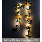 Fielegen 30 LED Artificial Sunflower Garland String Lights 7ft Silk Sunflower Vines with 10 Flower Heads Battery Powered Fairy String Lights for Wedding Party, Valentine's Day, Birthday Bedroom Decor