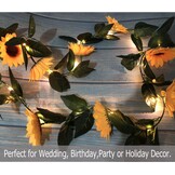 Fielegen 30 LED Artificial Sunflower Garland String Lights 7ft Silk Sunflower Vines with 10 Flower Heads Battery Powered Fairy String Lights for Wedding Party, Valentine's Day, Birthday Bedroom Decor