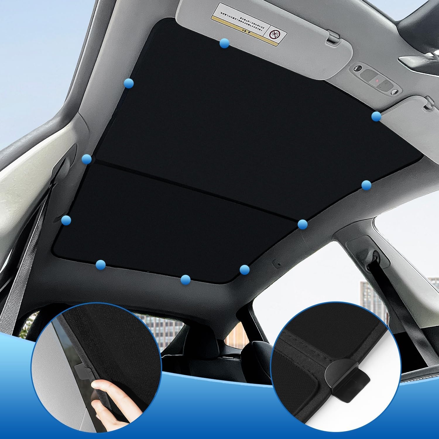 Tesla Model Y Zonneklep voor en achter - Opvouwbaar voor Open Raam - Accessoires Model Y (zwart en zilver)