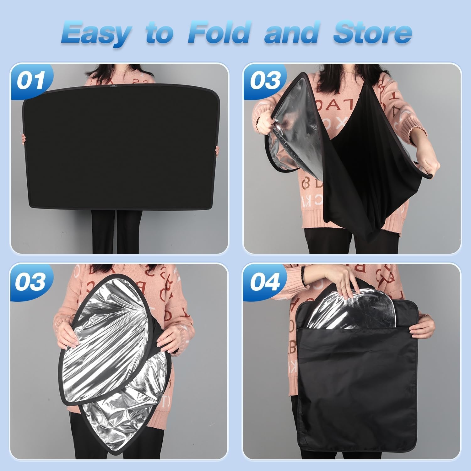 Tesla Model Y Zonneklep voor en achter - Opvouwbaar voor Open Raam - Accessoires Model Y (zwart en zilver)