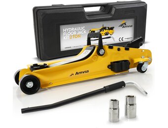 Vloerkrikset 2 ton met koffer - Hydraulische trolleykrik met laag profiel voor SUV en auto - universele autogereedschapsset met moersleutel - draagbare bandenkrik