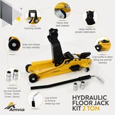 Vloerkrikset 2 ton met koffer - Hydraulische trolleykrik met laag profiel voor SUV en auto - universele autogereedschapsset met moersleutel - draagbare bandenkrik