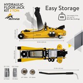 Vloerkrikset 2 ton met koffer - Hydraulische trolleykrik met laag profiel voor SUV en auto - universele autogereedschapsset met moersleutel - draagbare bandenkrik