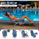 Rugzak Strandstoel Aluminium 2 Pack met Opvouwbare Camping Tafel 5-Positie Lay Flat Lounge Stoel Outdoor voor Volwassenen met Geïsoleerde Koeltas en Bekerhouder