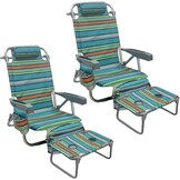 Rugzak Strandstoel Aluminium 2 Pack met Opvouwbare Camping Tafel 5-Positie Lay Flat Lounge Stoel Outdoor voor Volwassenen met Geïsoleerde Koeltas en Bekerhouder