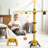 Mini Tudou Constructie Torenkraan Speelgoed, RC Bouwtorenkraan Speelgoed, 128 cm Hoge 2.4 Hz Afstandsbediening Torenkraan, 6-Kanaals & 680° Draaibare Lift, Torenlicht en Geluiden voor Jongens