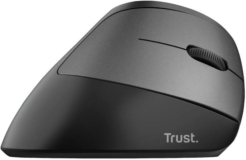 Trust Bayo Rechargeable Vertical Mouse, Sustainable Ergonomic Mouse, Reduces Arm and Wrist Strain, RF 2.4GHz, 800-4200 DPI, 6 Buttons, RGB Wireless Mouse for Windows, PC, Laptop, Mac - Black