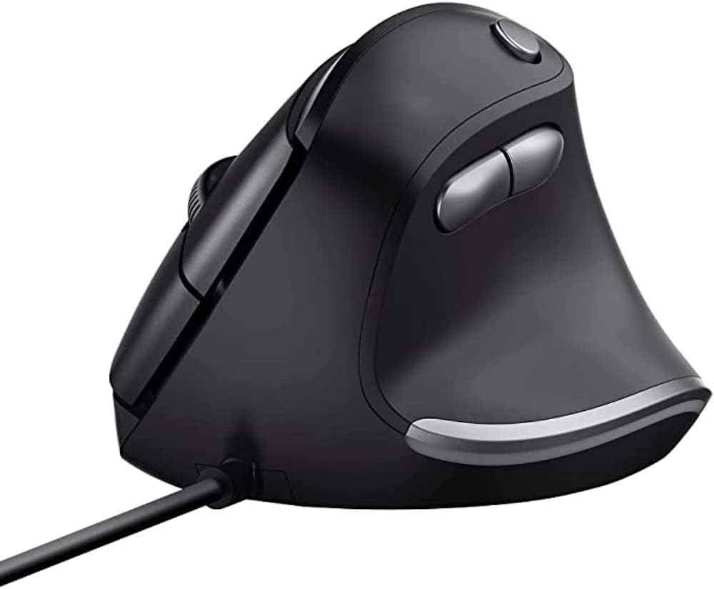 Trust Bayo Rechargeable Vertical Mouse, Sustainable Ergonomic Mouse, Reduces Arm and Wrist Strain, RF 2.4GHz, 800-4200 DPI, 6 Buttons, RGB Wireless Mouse for Windows, PC, Laptop, Mac - Black