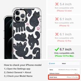 MOSNOVO Hoesje voor iPhone 12 Pro Max, [Buffertech 6,6ft militaire valbescherming] [Anti Peel Off Tech] Clear TPU Bumper Phone Case Cover Ontwerp - Zwarte Harige Kat