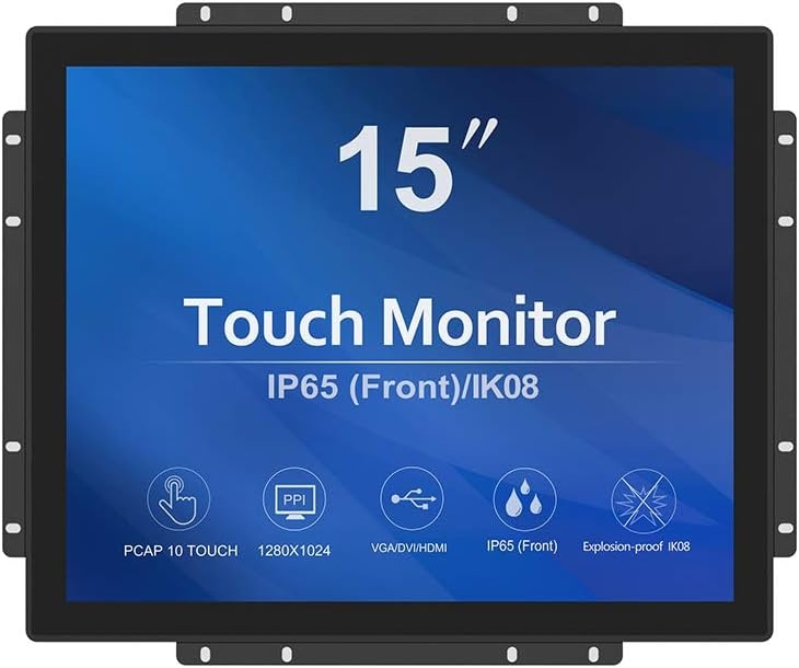 GreenTouch 15 Inch Open-Frame Touchscreen LCD-Monitor - Capacitieve Pcap - 1024x768-5:4 - Zwart