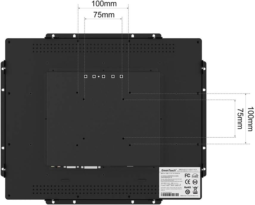 GreenTouch 15 Inch Open-Frame Touchscreen LCD-Monitor - Capacitieve Pcap - 1024x768-5:4 - Zwart