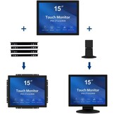 GreenTouch 15 Inch Open-Frame Touchscreen LCD-Monitor - Capacitieve Pcap - 1024x768-5:4 - Zwart