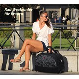 OIWAS Reistas met wielen, kleine 50 - 60 l, zakelijke trolley, handbagage, sporttas, weekendtas, voor dames en heren, uitbreiding, Zwart met kaartpatroon, Medium