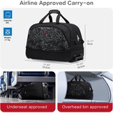 OIWAS Reistas met wielen, kleine 50 - 60 l, zakelijke trolley, handbagage, sporttas, weekendtas, voor dames en heren, uitbreiding, Zwart met kaartpatroon, Medium