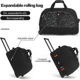 OIWAS Reistas met wielen, kleine 50 - 60 l, zakelijke trolley, handbagage, sporttas, weekendtas, voor dames en heren, uitbreiding, Zwart met kaartpatroon, Medium