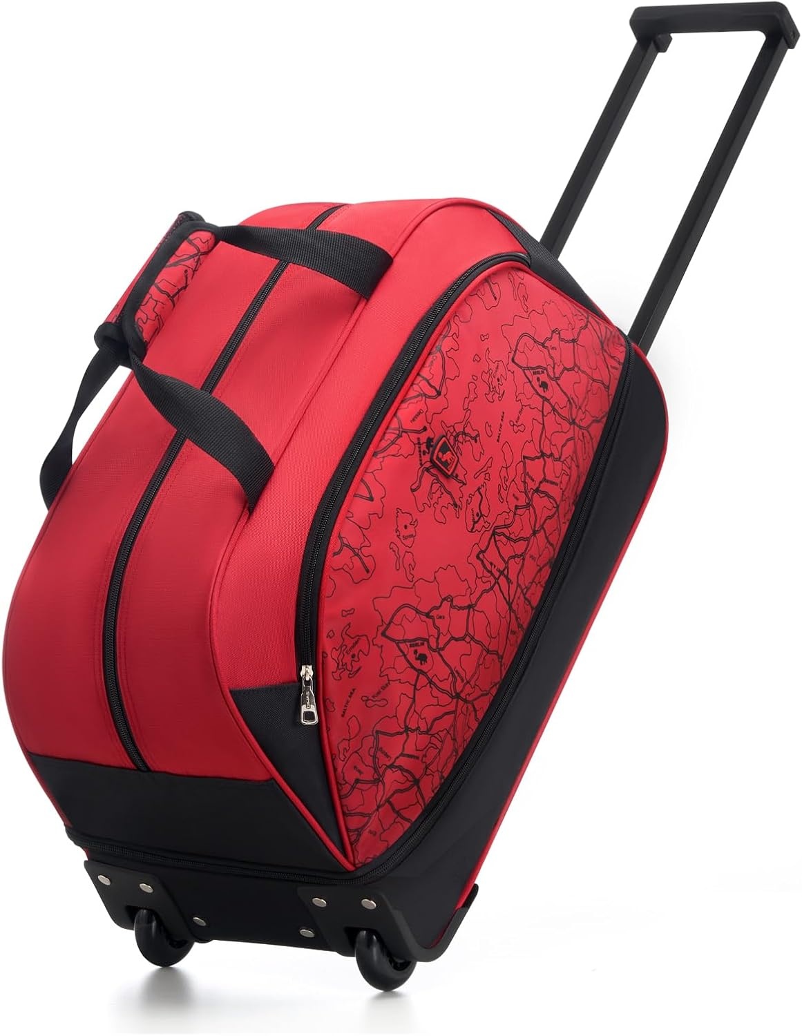 OIWAS Reistas met wielen, kleine 50 - 60 l, zakelijke trolley, handbagage, sporttas, weekendtas, voor dames en heren, uitbreiding, Zwart met kaartpatroon, Medium