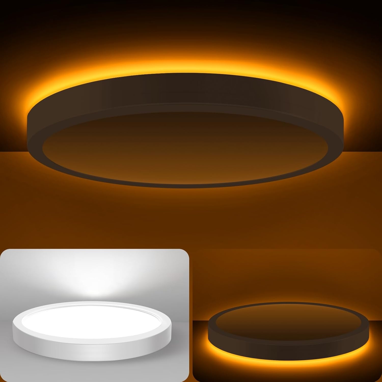 slochi Led-plafondlamp, dimbaar, 36 W, 4200 lm, led-plafondlamp met afstandsbediening, 1800 K, nachtlampje, warme kleur, 3000 K-6500 K, ultradunne ronde plafondlamp, voor woonkamer, kinderkamer, Ø 40