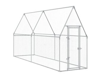 vidaXL Kippenhok 400x100x190 cm gegalvaniseerd staal zilverkleurig