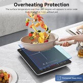 Induction hob, AMZCHEF single induction hob with ultra-thin design, 20 temperature settings and 20 power settings, 2000W induction hob 1 plate, 3-hour timer, safety lock.