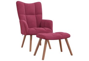 vidaXL Relaxstoel met voetenbank fluweel wijnrood