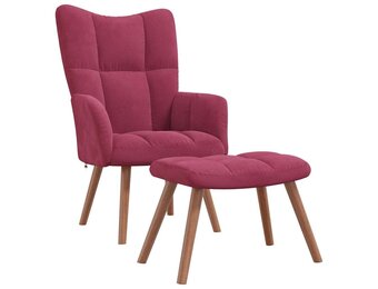 vidaXL Relaxstoel met voetenbank fluweel wijnrood