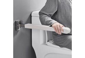 Wandsteungreep, klapgreep, leer, handgreep, inklapbaar, opstahulp, toilet, steunhulp, ondersteunt 150 kg, lengte greep: 62 cm, antislip, wandmontage, steunhandgreep voor senioren, gehandicapten