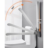 Wandsteungreep, klapgreep, leer, handgreep, inklapbaar, opstahulp, toilet, steunhulp, ondersteunt 150 kg, lengte greep: 62 cm, antislip, wandmontage, steunhandgreep voor senioren, gehandicapten