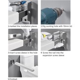 Wandsteungreep, klapgreep, leer, handgreep, inklapbaar, opstahulp, toilet, steunhulp, ondersteunt 150 kg, lengte greep: 62 cm, antislip, wandmontage, steunhandgreep voor senioren, gehandicapten