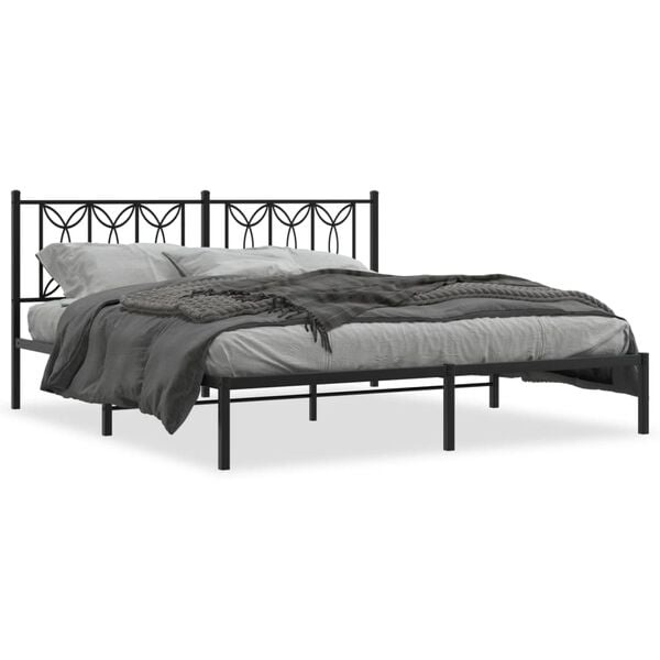 vidaXL Bedframe Metaal Zwart 180x200 cm | 47% Korting