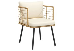 vidaXL Tuinstoel Poly Rattan Naturel met Kussens - 47% Korting!