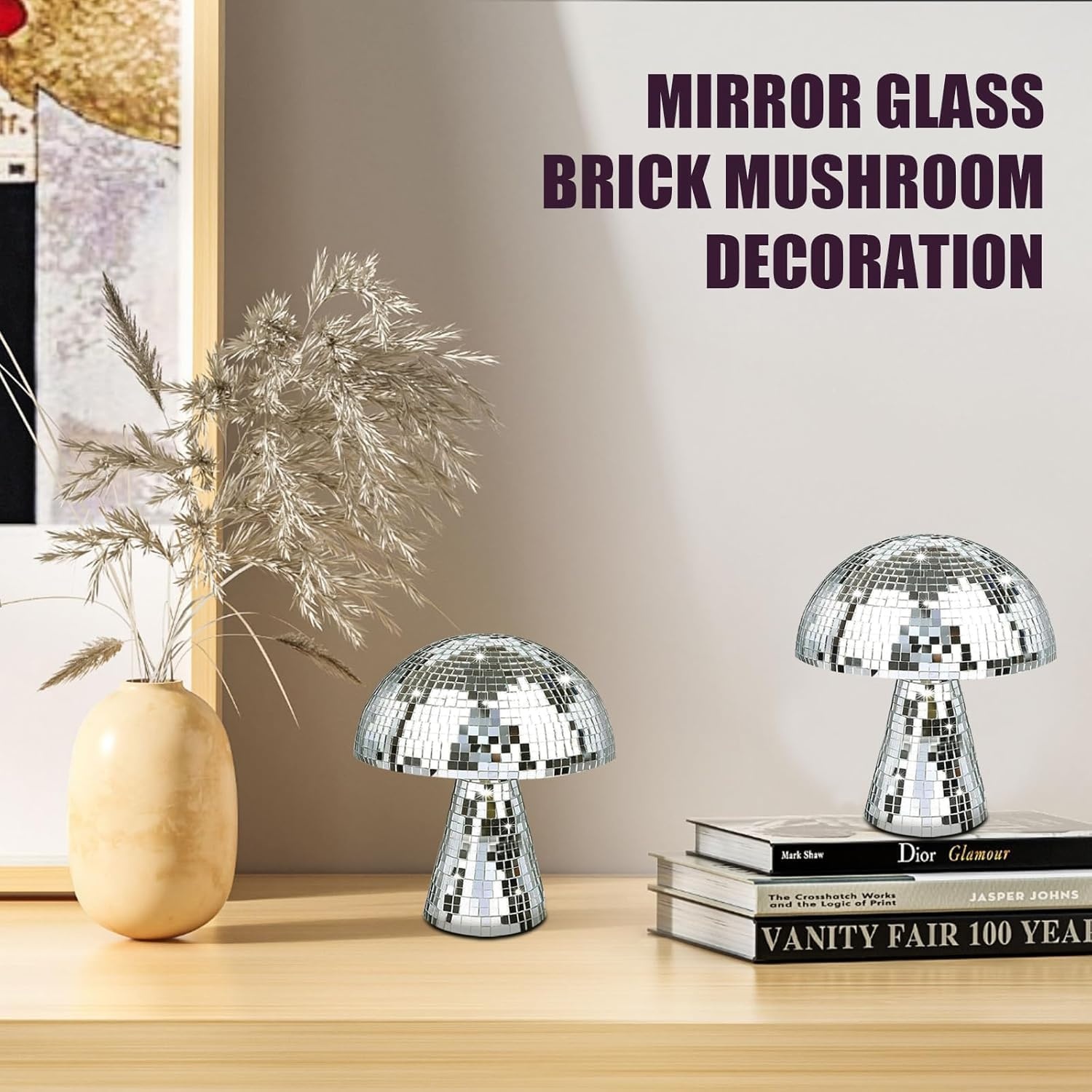 Byffoer Mirror Mushroom Disco Ball Mushroom Disco Ball Ornament Decoration Disco Ball Mushroom Silver Disco Ball Disco Ball Disco Ball Disco Mirror Glitter Ball for Home Decoration
