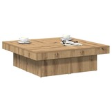 vidaXL Salontafel 90x90x28cm Bewerkt Hout Artisanaal Eiken - 30% Korting!