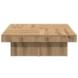 vidaXL Salontafel 90x90x28cm Bewerkt Hout Artisanaal Eiken - 30% Korting!