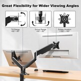 PUTORSEN Ergonomic Double Monitor Desk Bracket, Premium Aluminium, Tilt, Swivel and Adjustable in Height, Suitable for 17"-35" Monitors, VESA 75x75 & 100x100mm, up to 15kg per arm