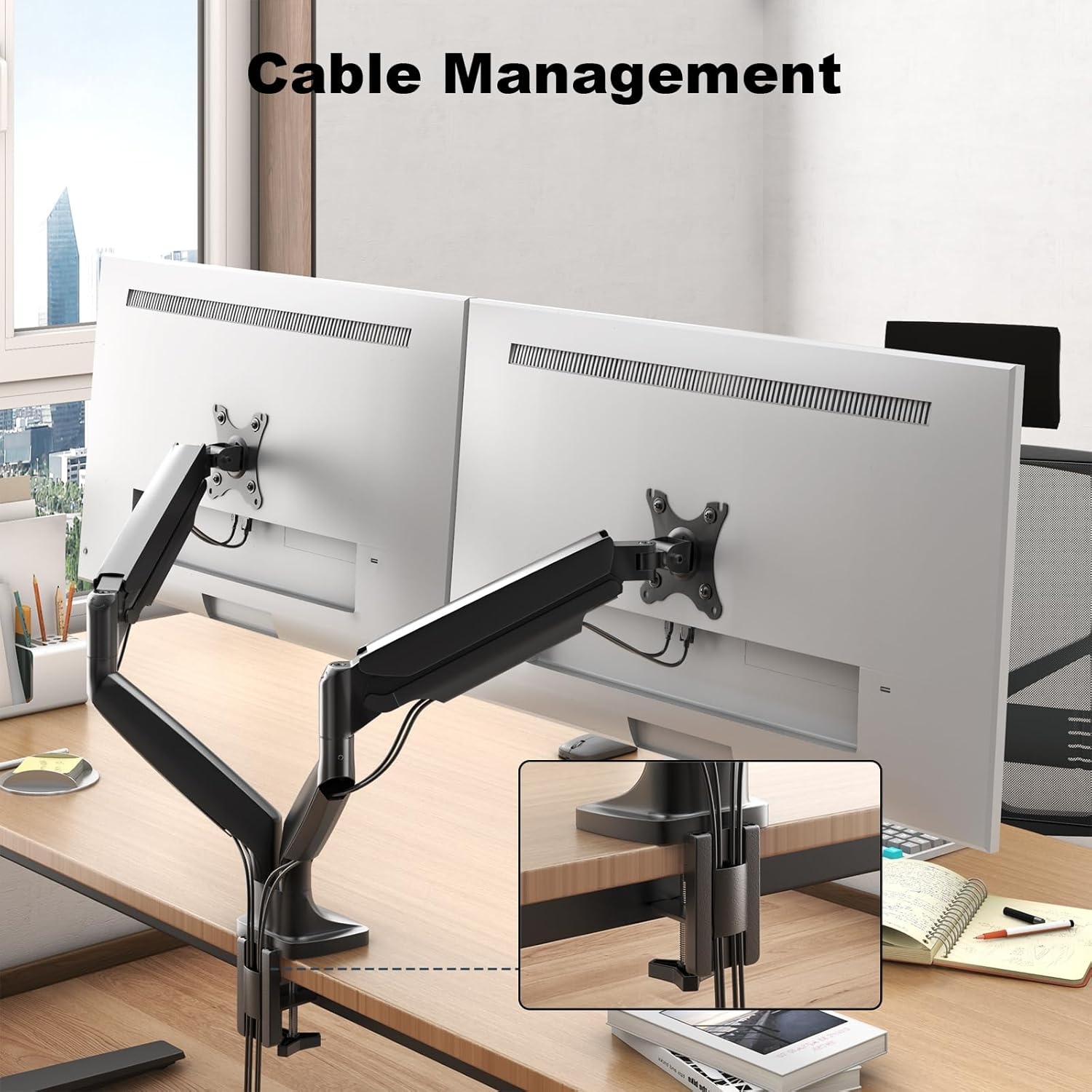 PUTORSEN Ergonomic Double Monitor Desk Bracket, Premium Aluminium, Tilt, Swivel and Adjustable in Height, Suitable for 17"-35" Monitors, VESA 75x75 & 100x100mm, up to 15kg per arm