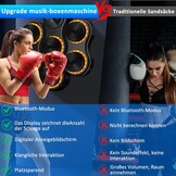 Muziek-boksmachine, bluetooth-muziekboxmachine, wandgemonteerde boxmachine met bokshandschoenen voor volwassenen en kinderen, 9 snelheidsmodi, 9 instelbare snelheden en telmodi