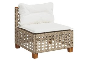 vidaXL Tuinbank Poly Rattan Beige met Kussens - 64% Korting!