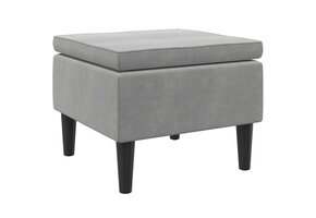 vidaXL Kruk met houten poten fluweel lichtgrijs