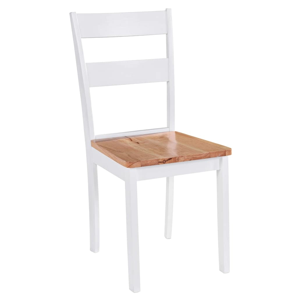 vidaXL Eetkamerstoelen 2 st. Massief Rubberwood Wit - 60% Korting