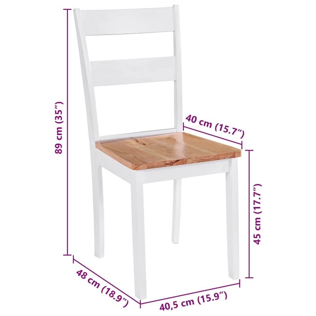 vidaXL Eetkamerstoelen 2 st. Massief Rubberwood Wit - 60% Korting
