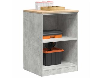 vidaXL Garagekast Massief Grenenhout - 60x51x85 cm - Betongrijs - Nu met 35% Korting!