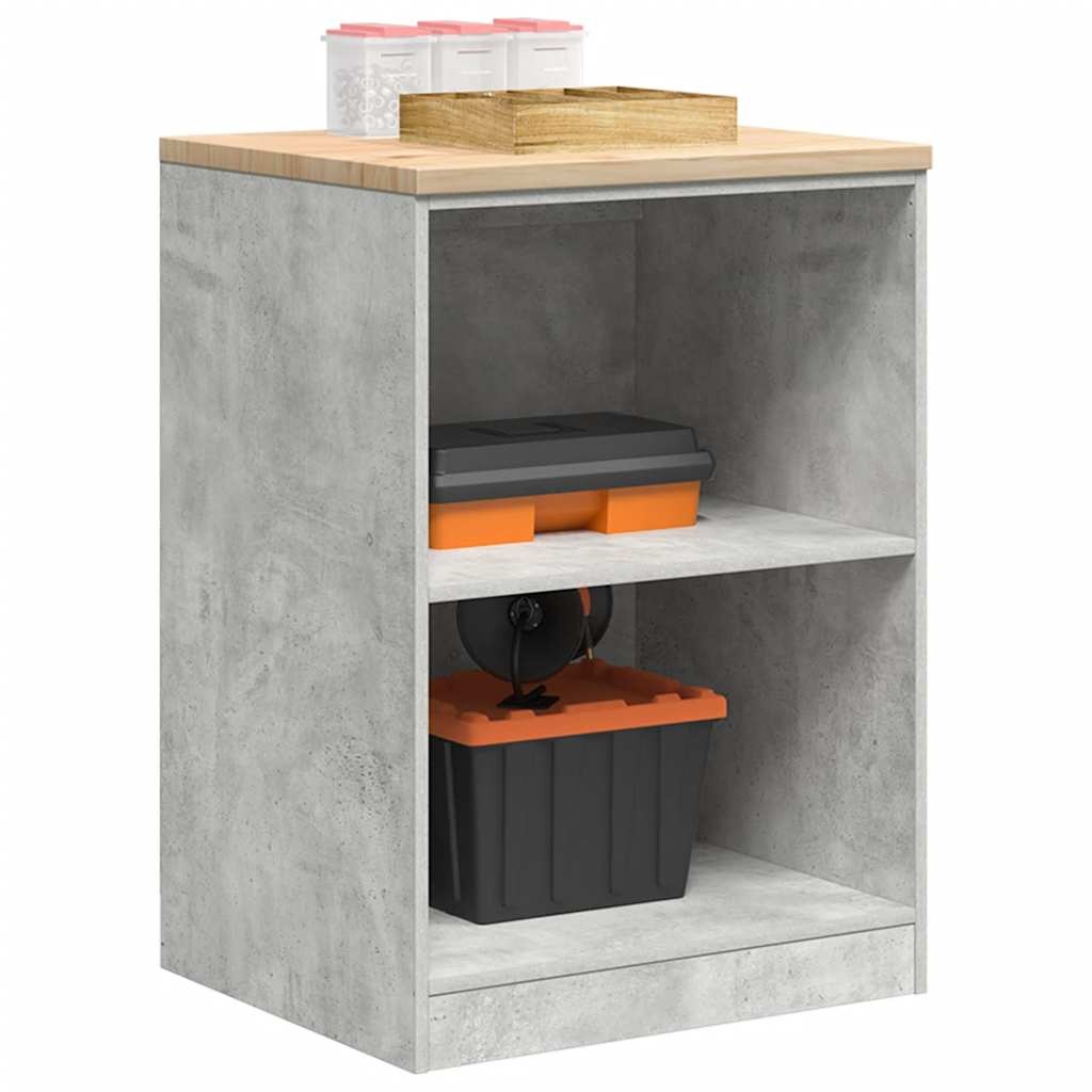 vidaXL Garagekast Massief Grenenhout - 60x51x85 cm - Betongrijs - Nu met 35% Korting!