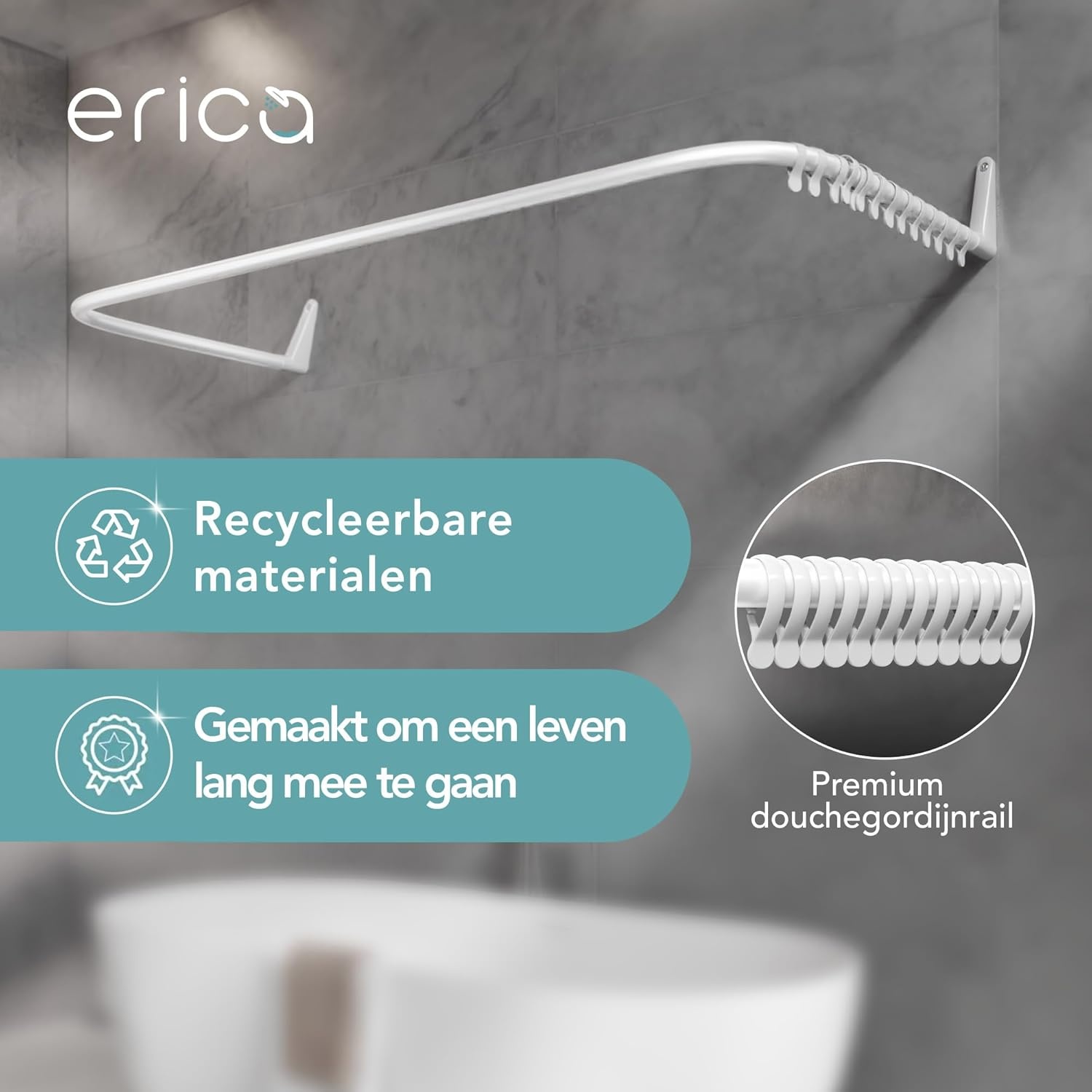 Erica U-Douchestang (Wit) - 30% Korting!