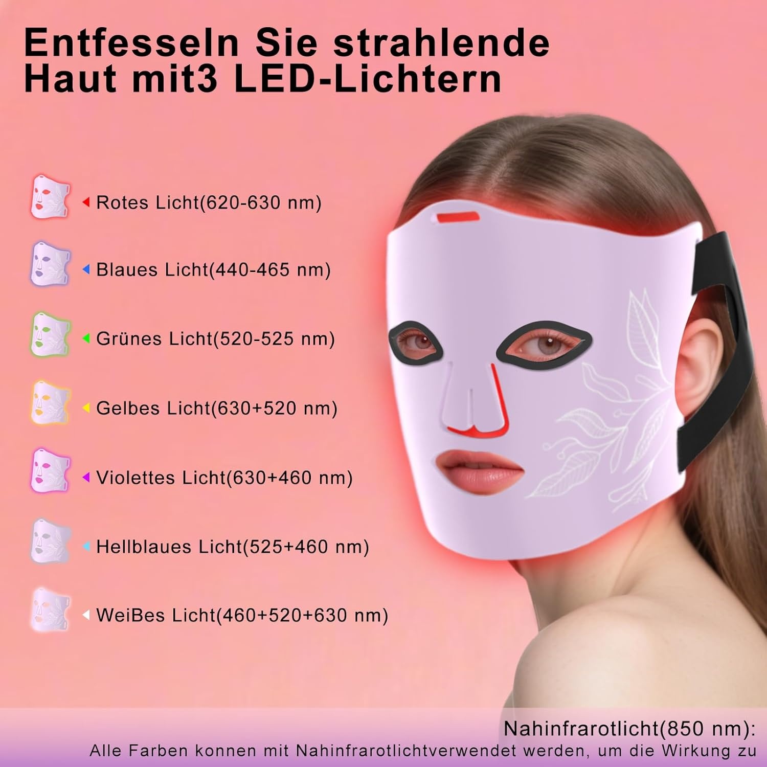 LED Gezichtsmasker (8 Kleuren) + Cooling - 30% Korting