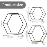 Set van 3 Zwarte Hexagon Wandrekken - 30% Korting!