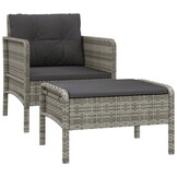 vidaXL Loungeset Poly Rattan Grijs (37% Korting)