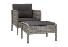vidaXL Loungeset Poly Rattan Grijs (37% Korting)