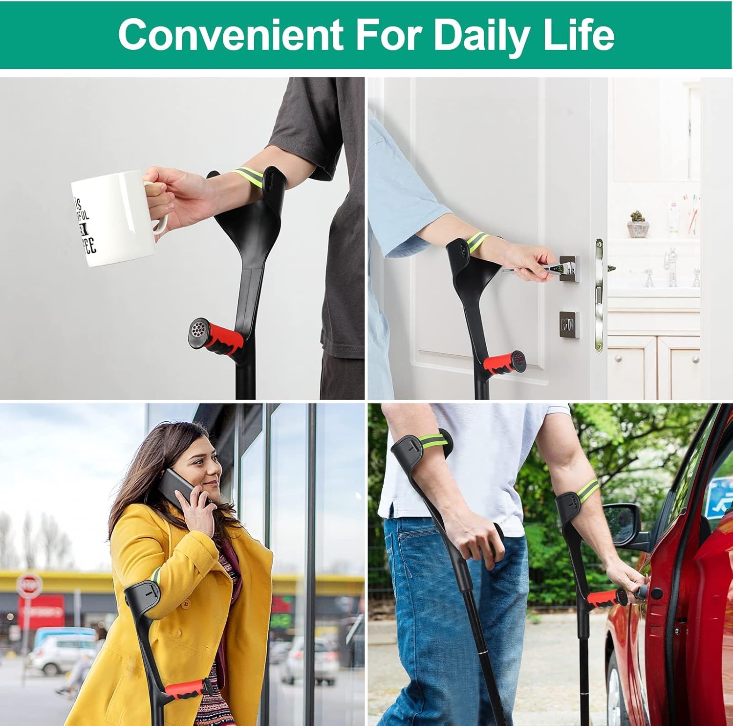 Krukken voor volwassenen, verstelbaar, rood - 30% korting